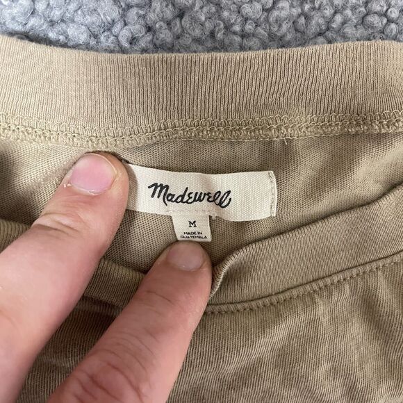 MADEWELL T-Shirt cropped Women's M Army Khaki Short Sleeve,‎ Stretchy Cotton - Picture 2 of 7